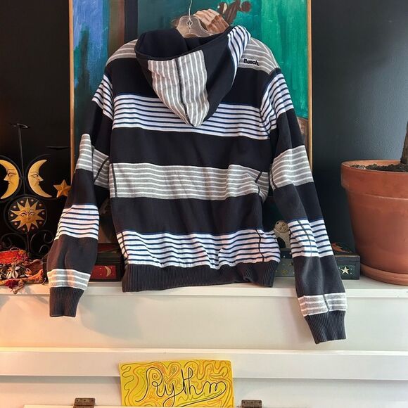 Bench Men's Blue and Gray Striped Zip-Up Fleece Lined Sweater Size XL - Picture 5 of 16